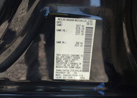 2016 Nissan Altima 2.5 Sr из США, поврежденный, VIN 1N4AL3AP5GC293918